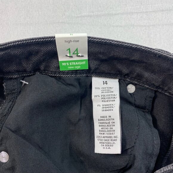 RE Generation Jeans Womens Plus Size 14 Black Denim Stretch Straight Pockets New - Picture 4 of 8